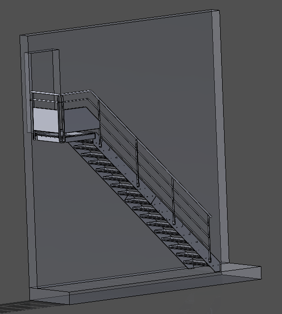 Modélisation 3D de l'escalier droit avant fabrication
