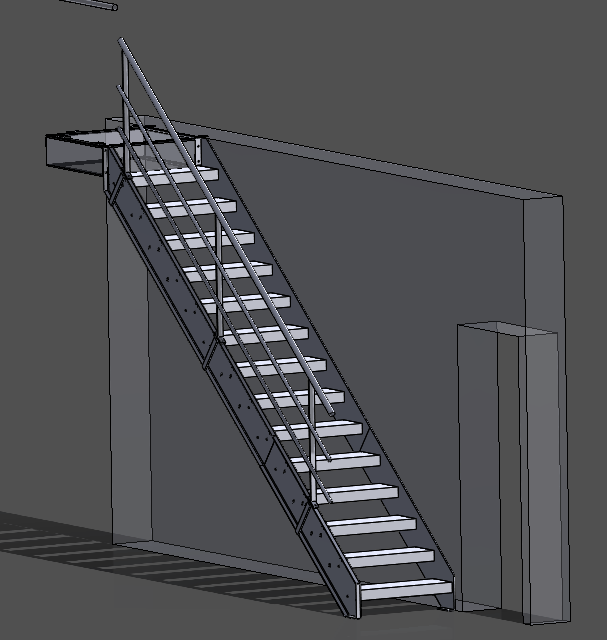 Plan de fabrication d'un escalier métallique d'entrepôt