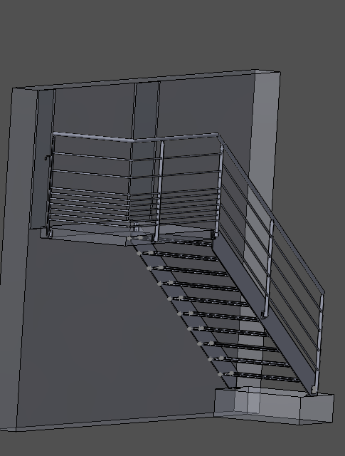 Modélisation 3D de l'escalier et du garde-corps de balcon