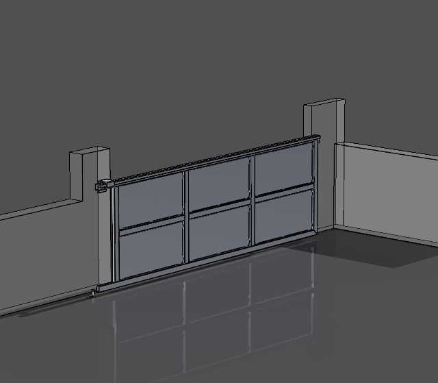 Plan 3D d'un portail en aluminium thermolaqué dessiné au bureau d'études