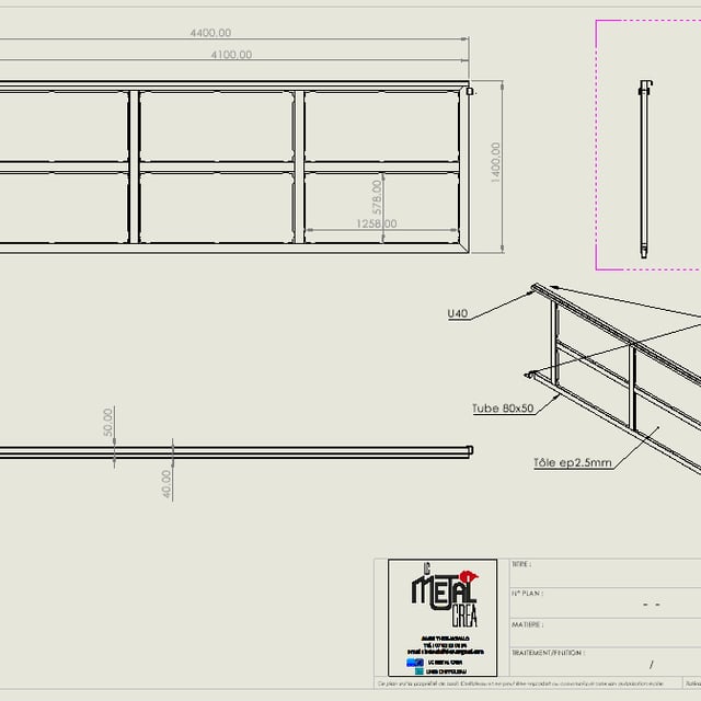 Plan de fabrication détaillé du portail aluminium
