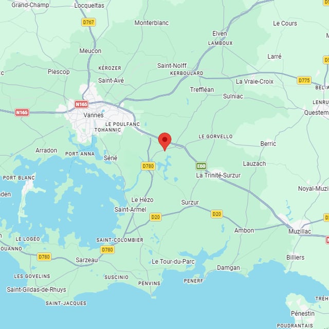 Carte de la zone d'intervention de LC Métal Créa autour de Theix-Noyalo et Vannes