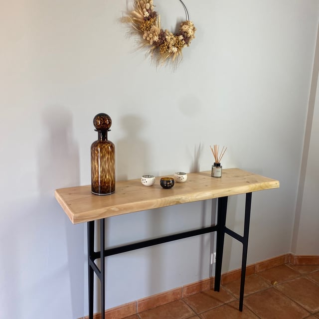 Console d'entrée artisanale métal et bois fabriquée dans le Morbihan
